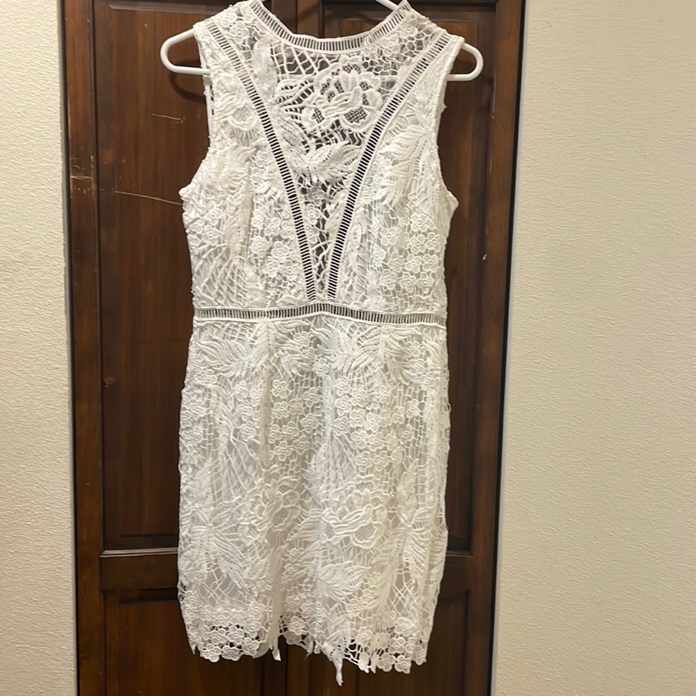 White lace midi dress from Selfie Leslie